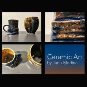 Midnight Mug and Bowl – Ceramic Art by Janis Medina item