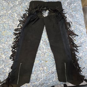 Lightly Used Leather Chaps with Fringe Sides item