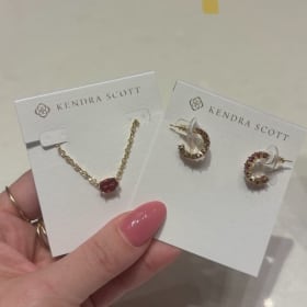 TYC Red rhinestone necklace and hoop earring set item