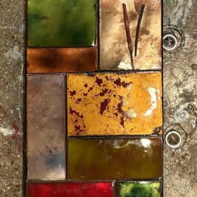 Metalwork: Geometric Metal Quilt Panel, 30" x 8" item