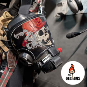 Custom leather SCBA face piece cover by ACLD item