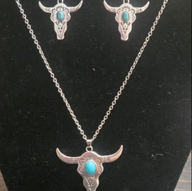 20 in chain Skull Necklace and Earrings item