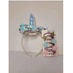 Blue sequined unicorn set item