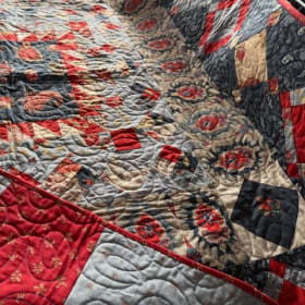 Blue Paisley & Floral Quilt - 55"x55" item