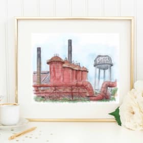 Sloss Furnace Watercolor Print, framed item