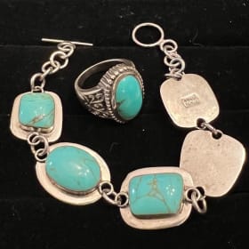 Sterling Silver and Turquoise Ring and Toggle Bracelet item