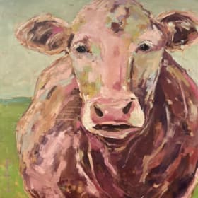 #77: Pinky - Matted Cow Print by Kim Rhoney item