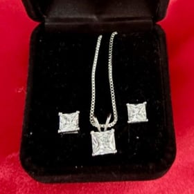 Silver and Crystal earrings, necklace and bracelet set item