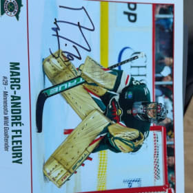 MN Wild Marce-André Fleury signed photo and puck item
