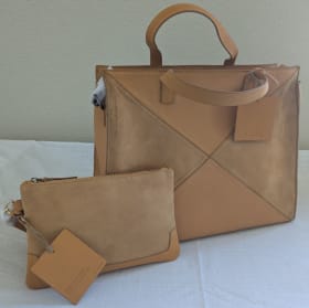 1- Butterscotch Leather Handbag 2 piece set item