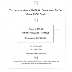 #60 Hal Smith Restaurants Gift Card item