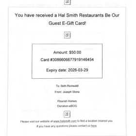 #62 Hal Smith Restaurants Gift Card item