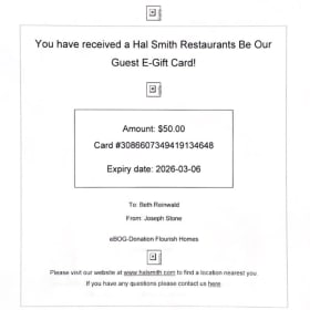#63 Hal Smith Restaurants Gift Card item