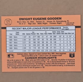 1990 Donruss Baseball Dwight Gooden 171 item