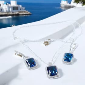 Royal Sapphires Necklace & Earrings Set in White Gold item
