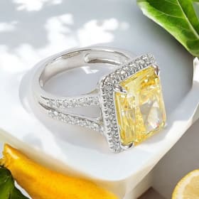 Radiant Citrine Cocktail Ring Size 7 in White Gold item