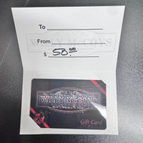$50.00 Willy McCoys gift card item