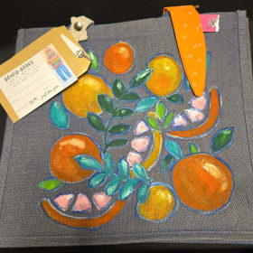 Hand-Painted Tangerine Canvas bag & $25 Gift Card item