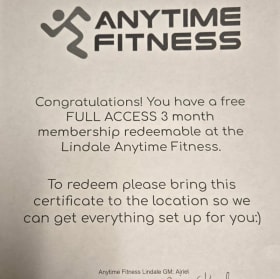 3 Month membership to Anytime Fitness in Lindale item