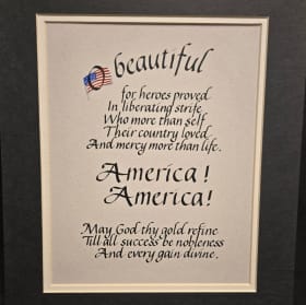 America Caligraphy quote in matte item