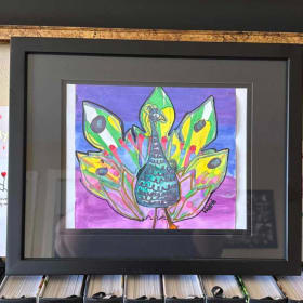 Framed Peacock Painting - made by girl member item