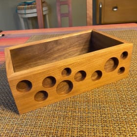 Artisanal Wooden Tissue Box with Architectural Inspiration item