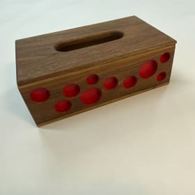 Artisanal Wooden Tissue Box with Vibrant Accent Design item