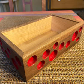 Artisanal Wooden Tissue Box with Vibrant Accent Design item