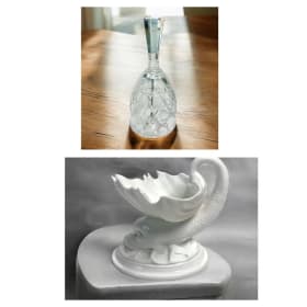 Val St Lambert Crystal Bell & Royal Worcester Salt Dish item