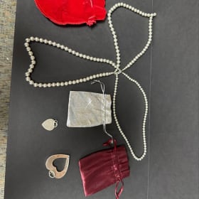 Jewelry Box with 18" Triple Strand Necklace and Heart Charms item