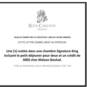 Séjour luxueux au Ritz-Carlton Montréal item