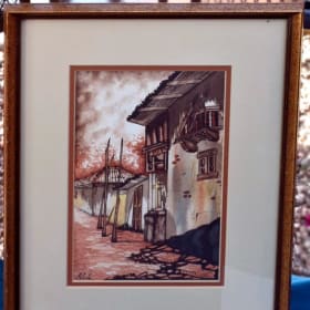 Mexican Town Painting 13"x17" - Ruiz item