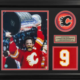 Lanny McDonald Flames Autographed & Framed Photo with Jersey item