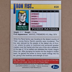 1991 Marvel Universe IRON FIST #28 item