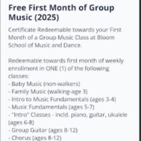 One Month of Group Music Classes at Bloom item