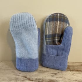 Wool Mitts - Blue Patterened Driving Mitts ladies S item