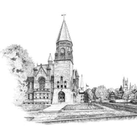 Arthur Moniz Signed Print – “Fairhaven Center” item