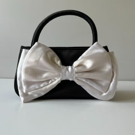 Nina Satchel Bag in Black with White Bow (value $48) item