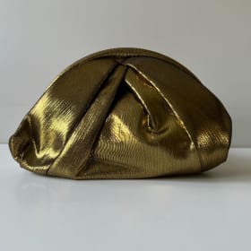 Dark Gold Metallic Sheen Pleated Clutch by Nina (value $78) item