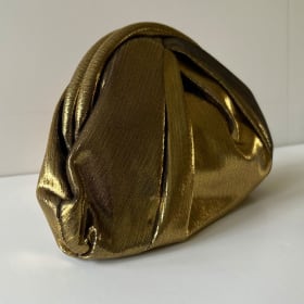 Dark Gold Metallic Sheen Pleated Clutch by Nina (value $78) item