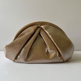 Champagne Gold Metallic Pleated Clutch by Nina (value $78) item