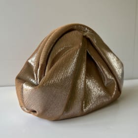 Champagne Gold Metallic Pleated Clutch by Nina (value $78) item