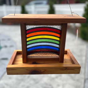 Hand Crafted Stained Glass Bird Feeder ($100 Value) item