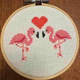 🦩 Handmade Flamingo Cross-Stitch by Jo Means Jo item