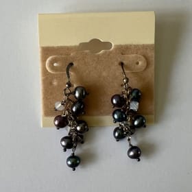 Purple, Pink, Teal and Grey Pearl Earrings (value $15) item