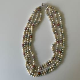 4 Strand Multicolor Pearl Necklace (value $75) item