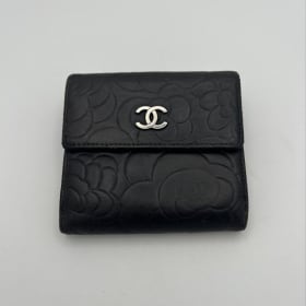 #128 Chanel Black Camellia Compact Wallet item