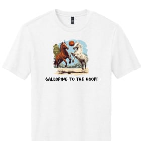"GALLOPING TO THE HOOP" Crew Neck T-Shirt item