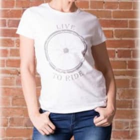 AVAILABLE Womens T-Shirt - Live to Ride (Small fitting) item