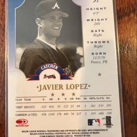 Signed Javy Lopez Baseball Card Atlanta Braves Card item
